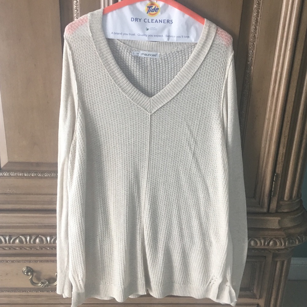 Long sleeve beige top 1X